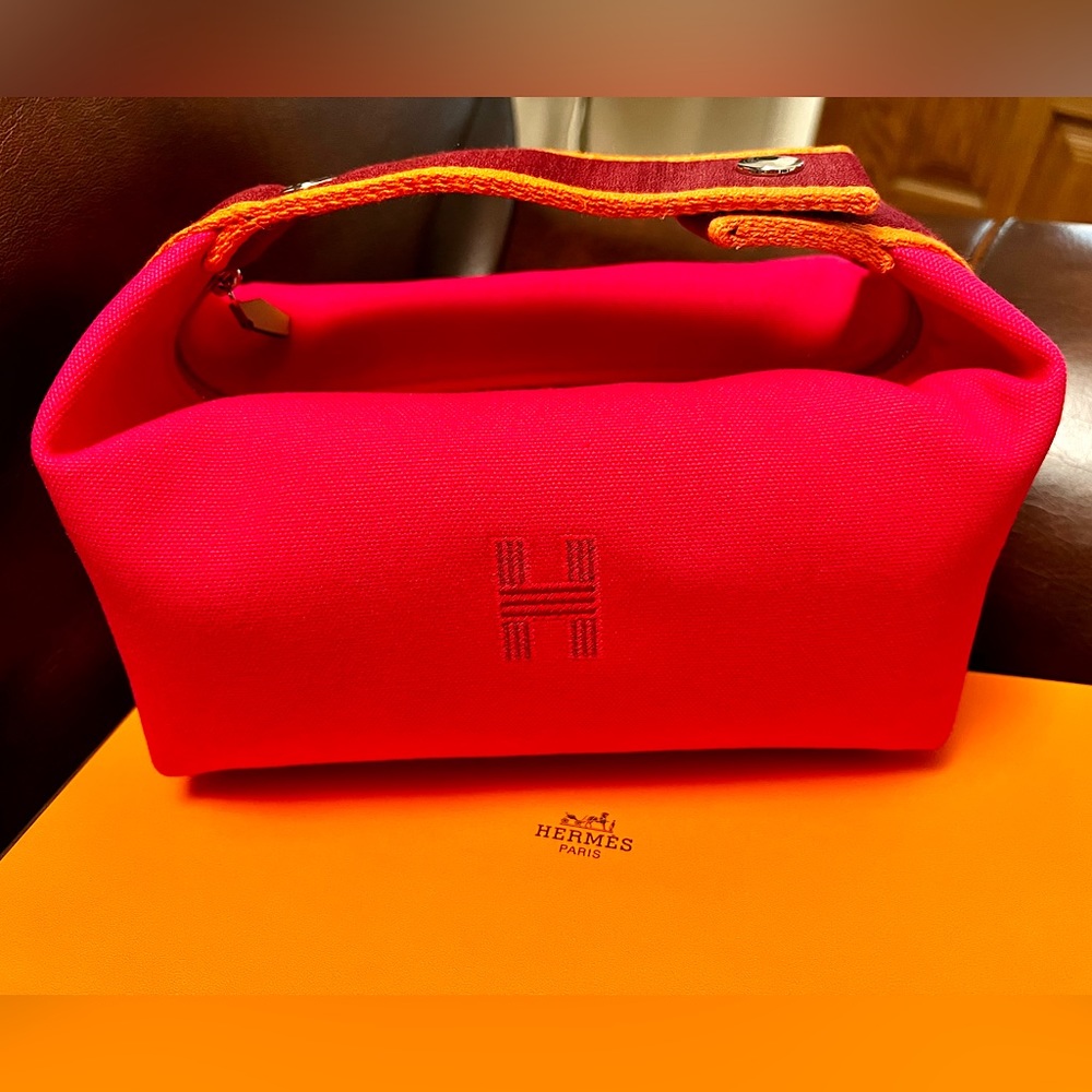 Hermes Bride-A-Brac Case PM Canvas Hibiscus Pink Pouch Small Model